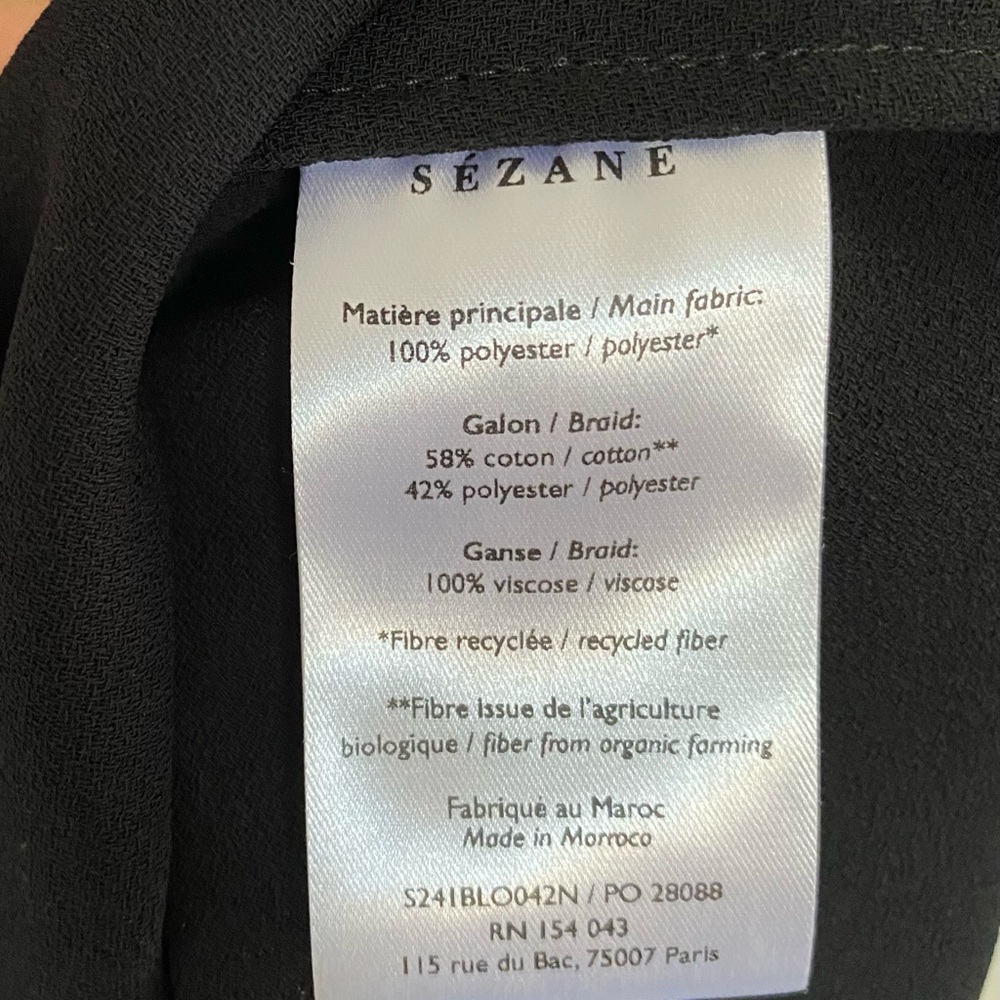 Sezane Black V-Neck Top - Picture 4 of 4